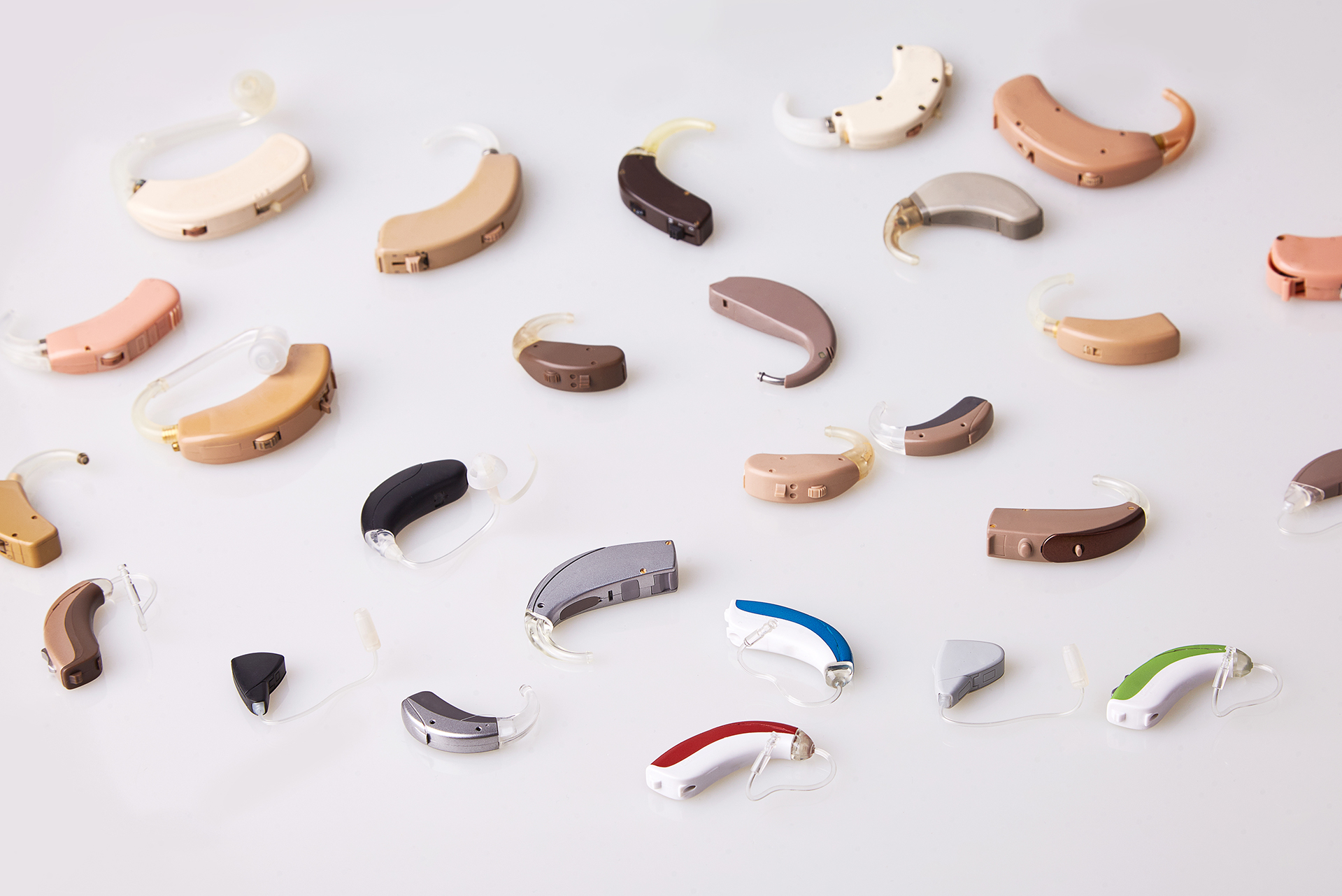 Selection of various hearing aids offered at Nathan Gluck Hearing Care